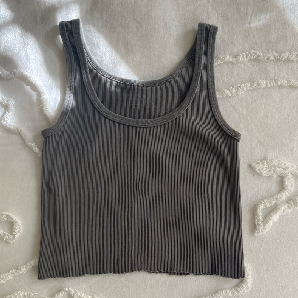 Brandy Melville Ribbed Tank Top - Charcoal Gray